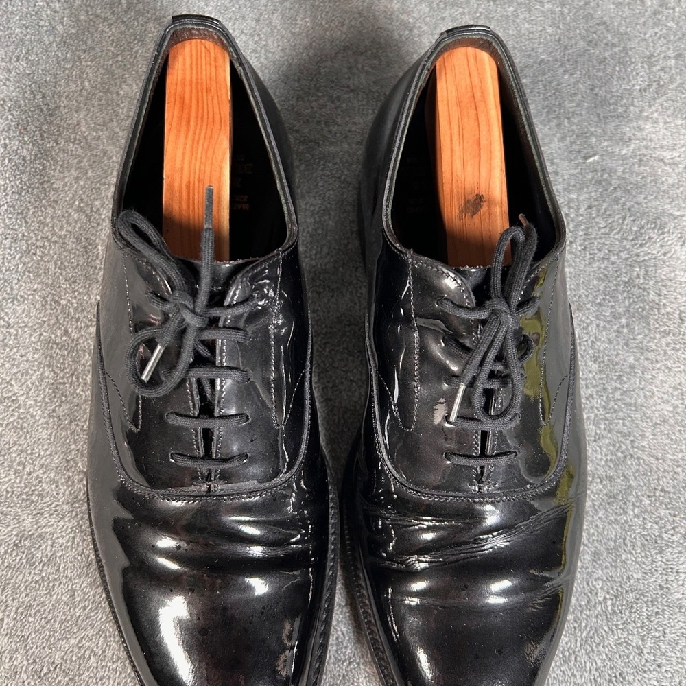 Brooks Brothers Plain Toe Oxford Dress Shoes Men 9D Black Patent Leather England - Picture 4 of 13